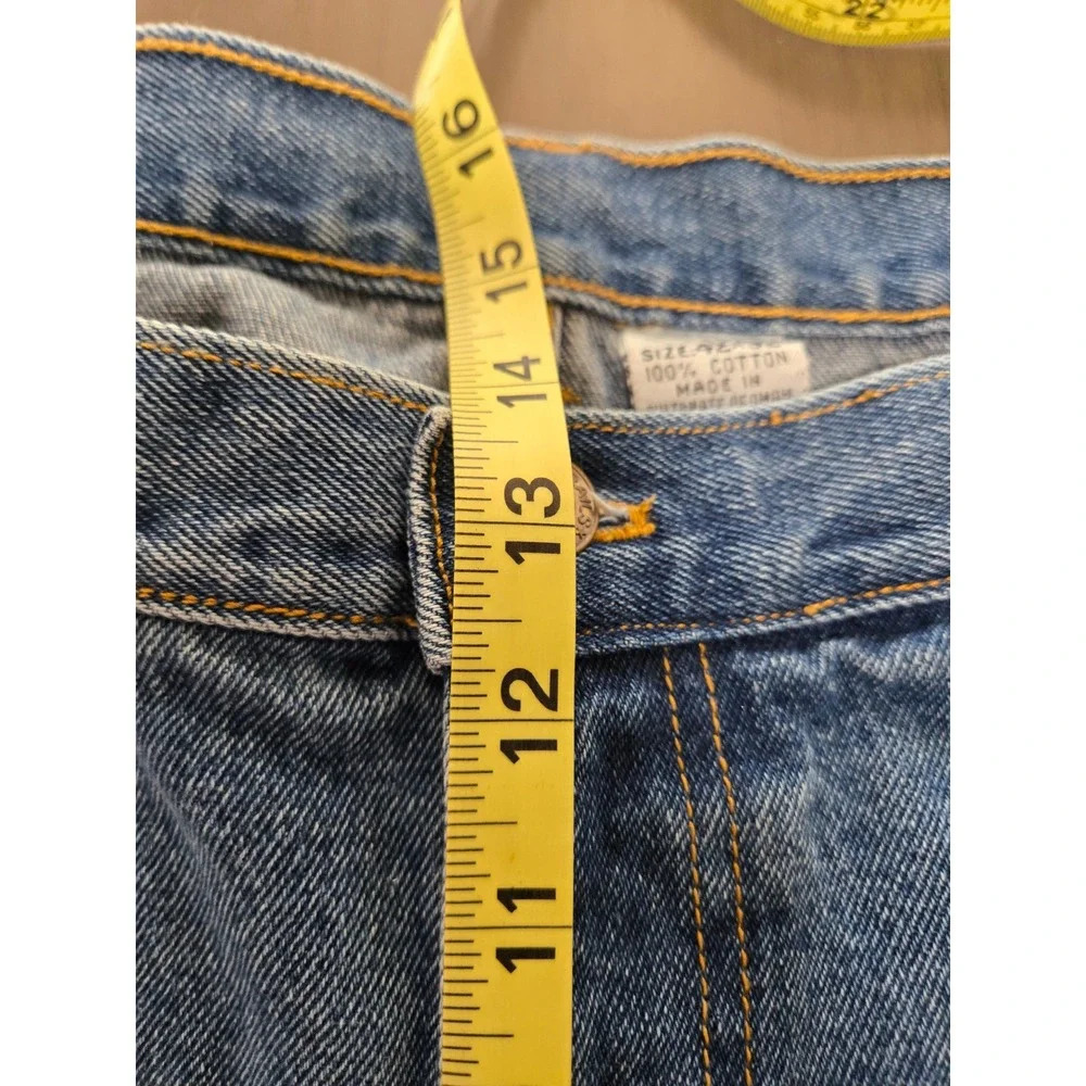 Open Trails Mens Stonewashed Jeans Blue Straight Leg 100% Cotton 42x32
